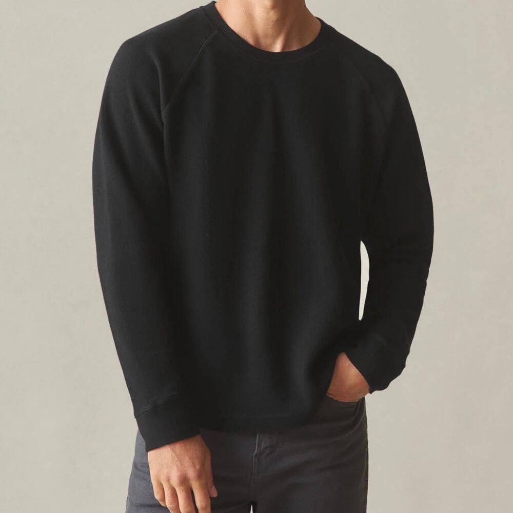American Giant French Rib Knit Long Sleeve Crew Sweater Men's Small Blk